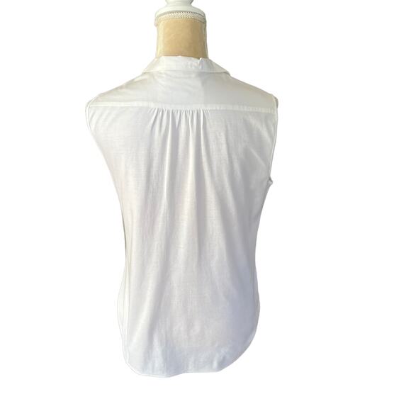 Kristensen Du Nord White Sleeveless Top Tank Button Down Size 2 M / 6 Made Italy - Picture 9 of 11